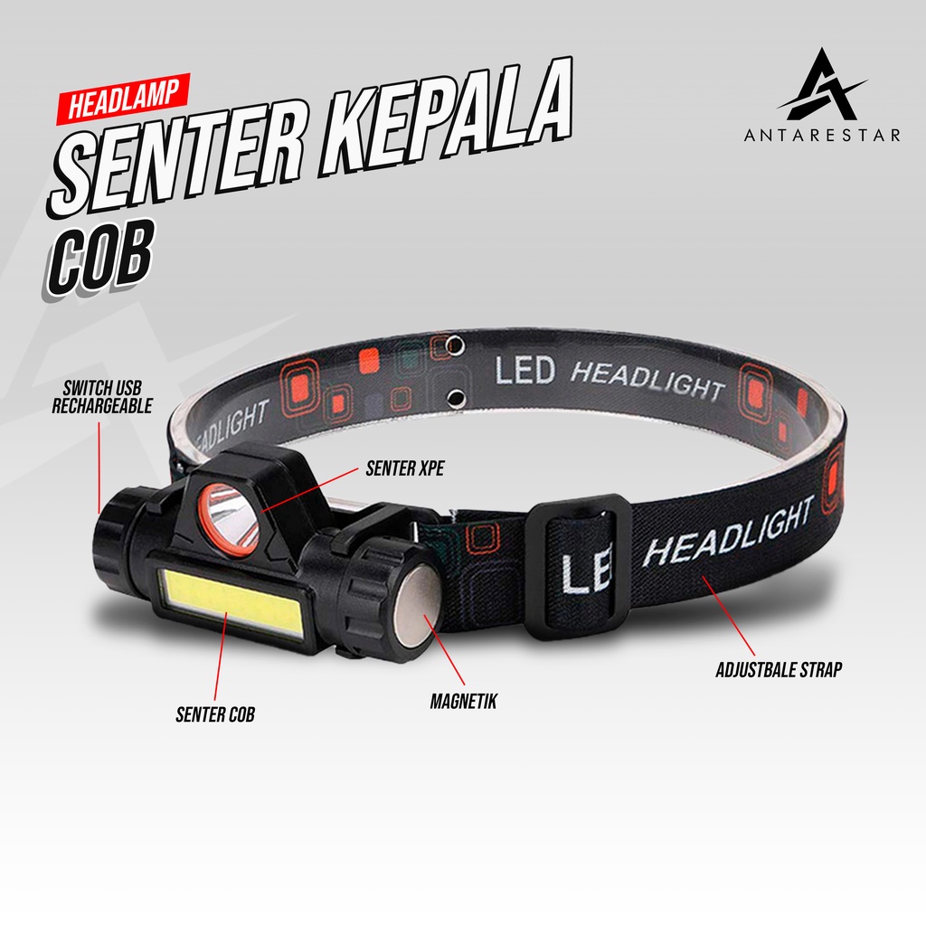 Jual ANTARESTAR Official Senter Kepala Mini Head Lamp Led Cob Lampu