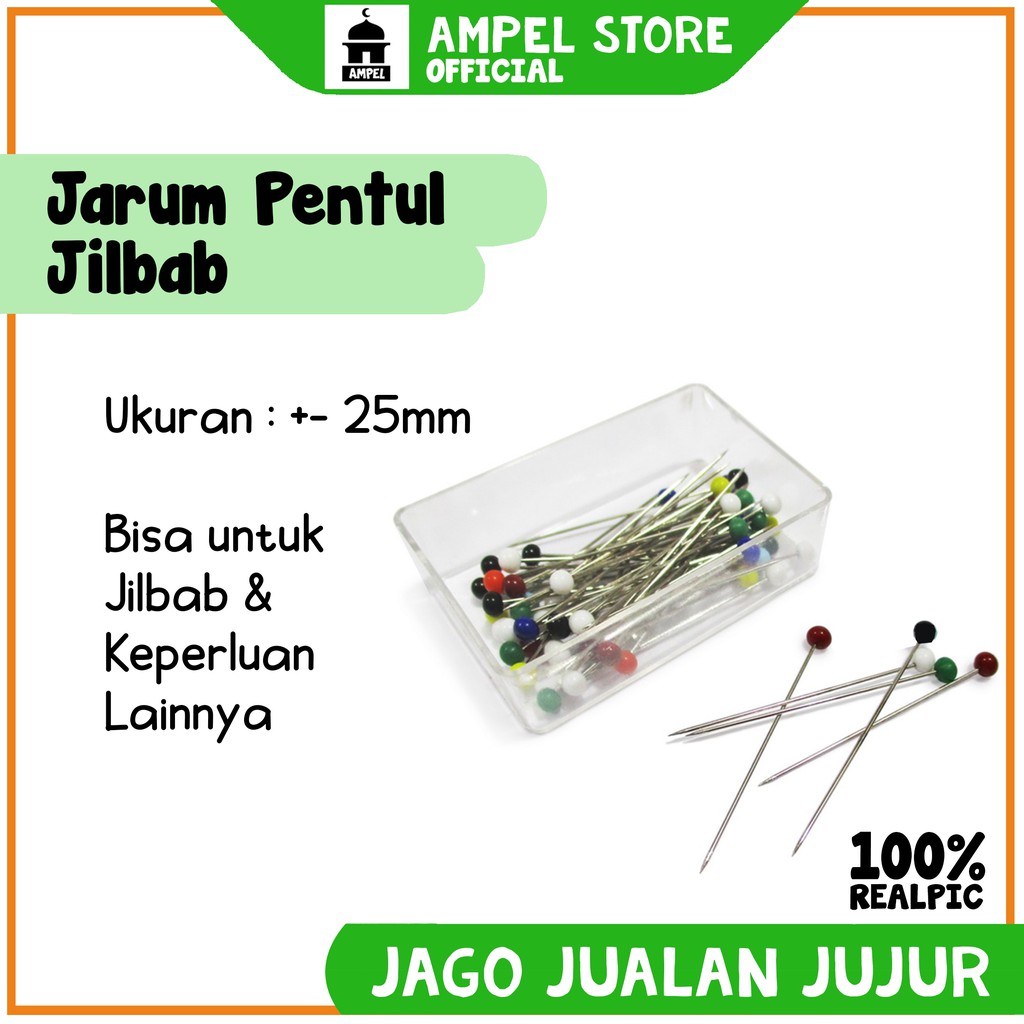 Jual Jarum Pentul Kotak Mika 25mm Untuk Jilbab Hijab Isi 30 Pcs Dengan