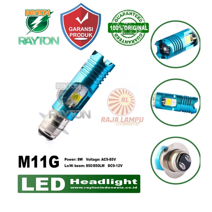 Jual Lampu Depan Motor Rayton M11G H6 H4 H7 2 LED Blue Devil DE