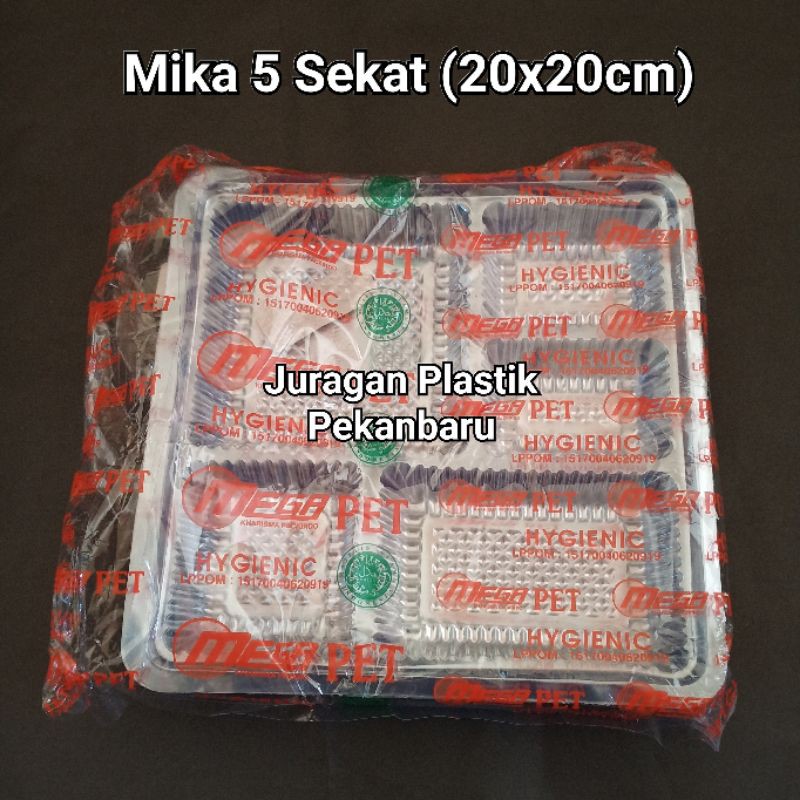 Jual Mika Insert Kotak Nasi 5 Sekat Partisi Bening 20x20 Cm Isi 50pcs