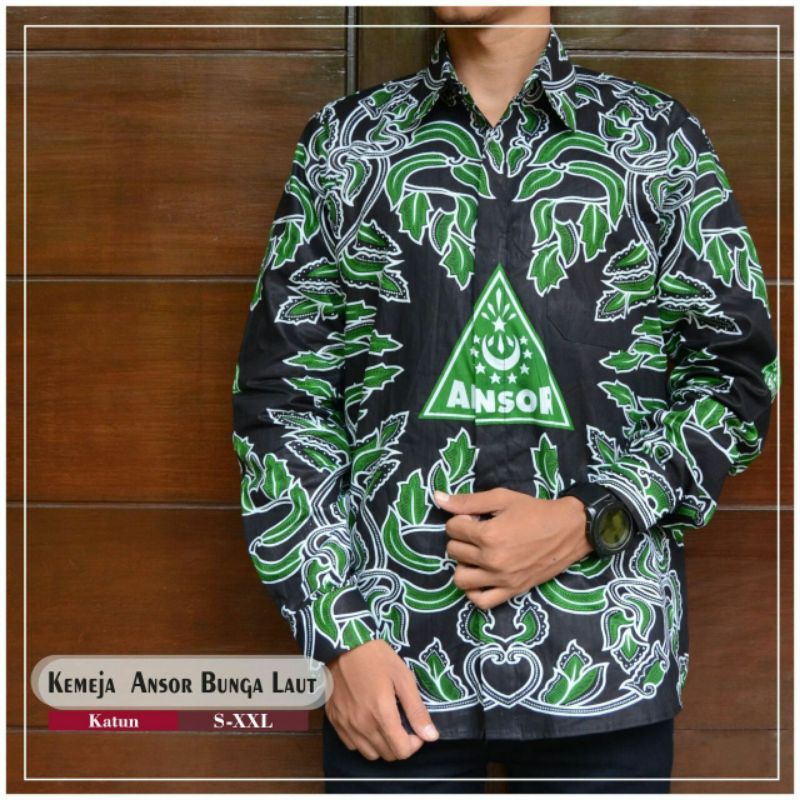 Jual Batik Ansor NU Kemeja Ansor NU Baju Ansor Atasan Ansor Bunga Laut