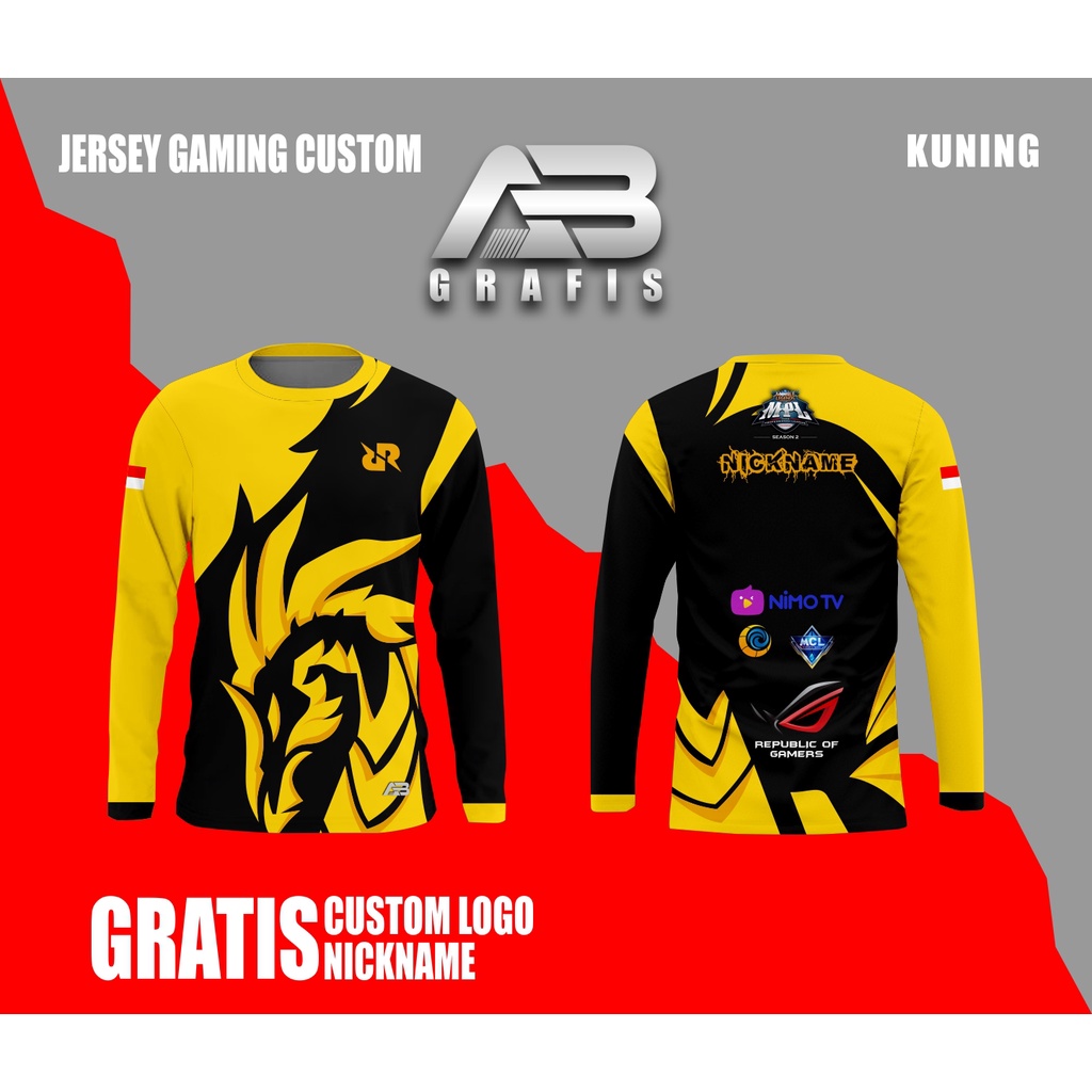 Jual JERSEY PANJANG GAMING ML FREEFIRE FULL FREE CUSTOM NICKNAME