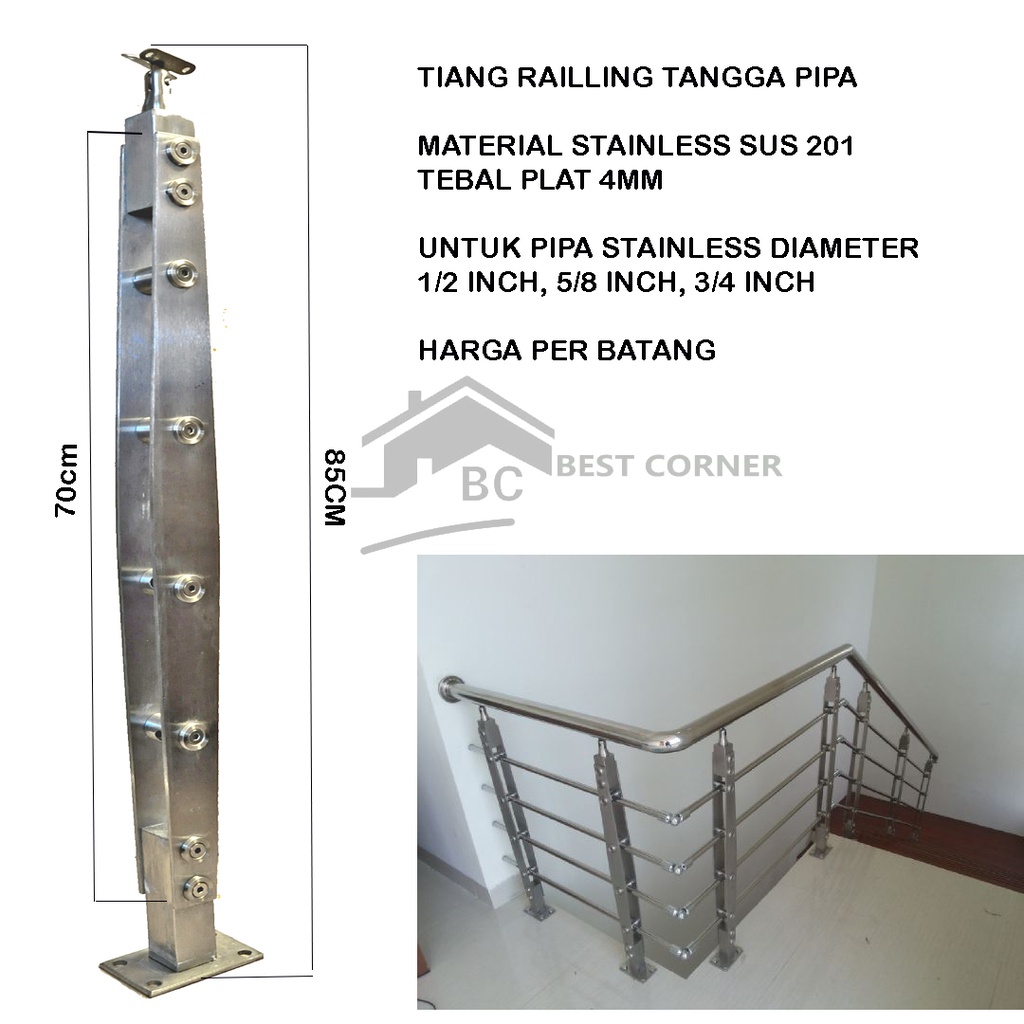 Jual Tiang Railling Tangga Ralling Tangga Stainless 201 Pipa H 005