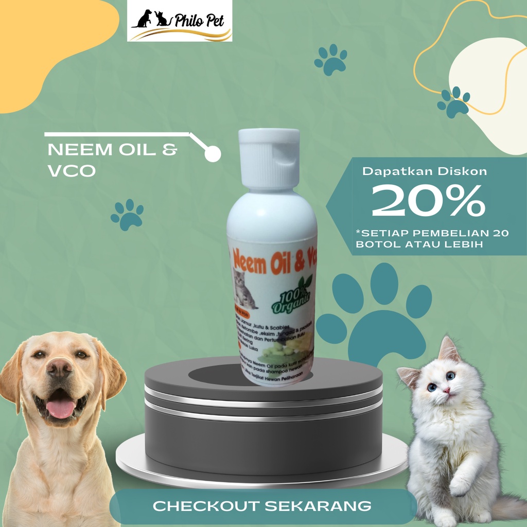 Jual 60ml OBAT JAMUR DAN SCABIES NEEM OIL VCO KUCING DAN ANJING