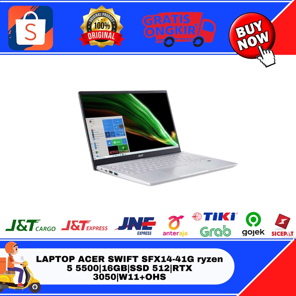 Jual LAPTOP ACER SWIFT SFX14 41G Ryzen 5 5500 16GB SSD 512 RTX 3050 W11