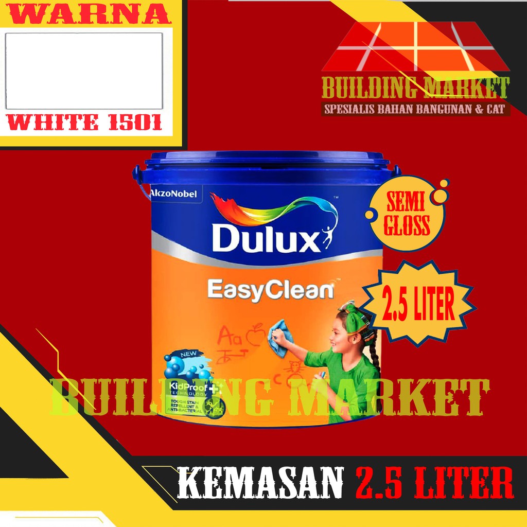 Jual CAT TEMBOK DULUX EASY CLEAN INTERIOR WHITE 1501 2 5 LITER