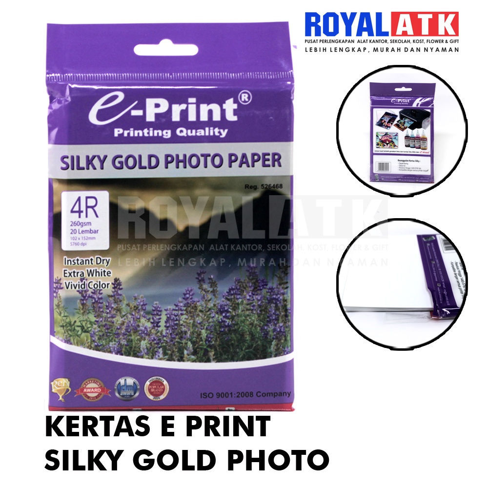 Jual Kertas Foto E Print Silky Gold 4R 260gsm 20 Lemba Shopee Indonesia