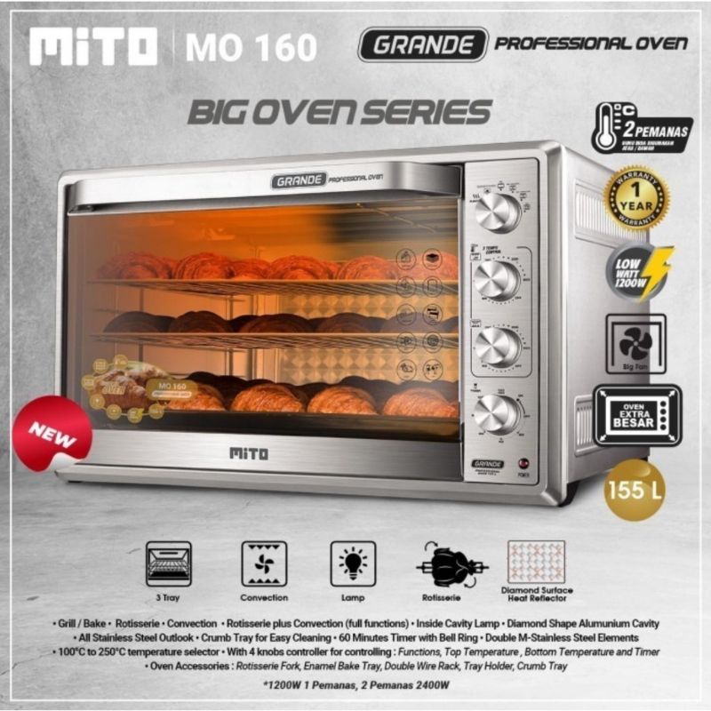 Jual Oven Mito MO 160 Grande 155 Liter Oven Jumbo Mitochiba