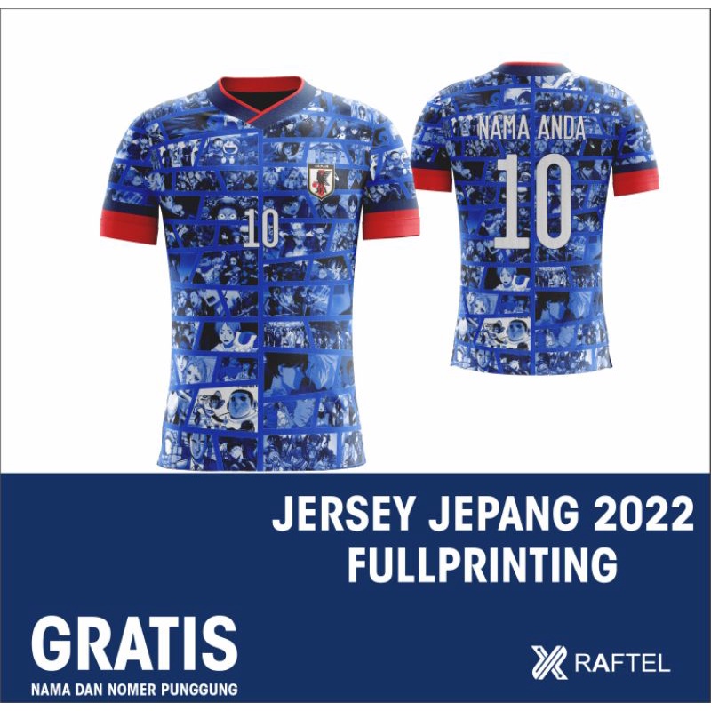 Jual Jersey Japan Jepang Anime Piala Dunia 2022 Full Printing Gratis