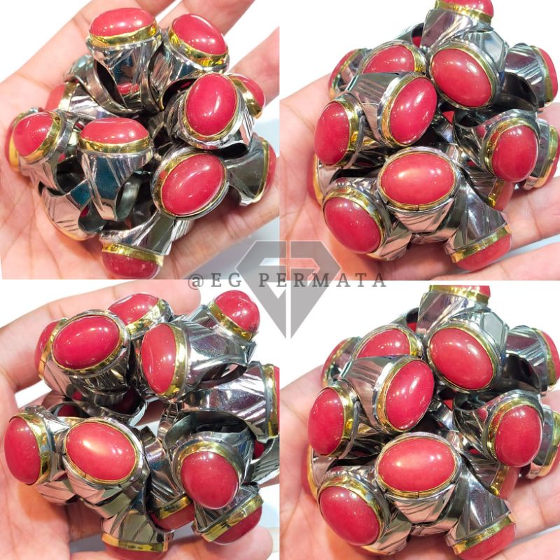 Jual Batu Ruby 1 Kodi Ring Monel Handmade Cincin Batu Akik Pria