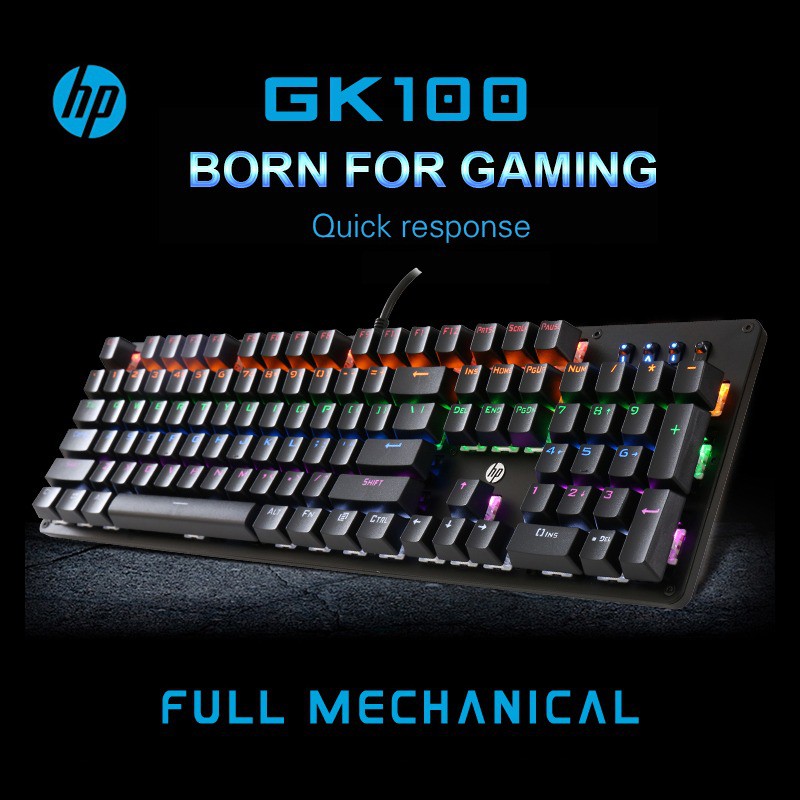 Jual Keyboard Gaming HP GK100 RGB Blue Switch Mechanical Keyboard