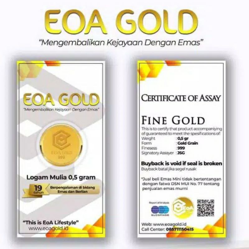 Jual Emas Murni Logam Mulia Lm Gram Karat Sertifikat Eoa