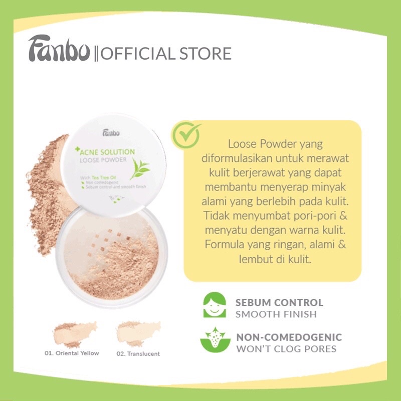 Jual FANBO ACNE SOLUTION LOOSE POWDER 20 G Shopee Indonesia