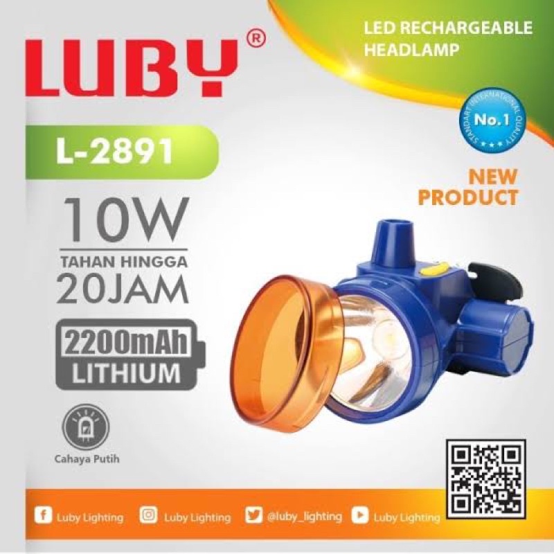 Jual Senter Kepala Led Luby L W Putih Kuning Biru Sni Headlamp