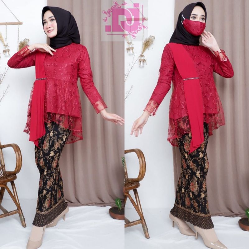 Jual Cod Setelan Kebaya Modern Selendang Baju Kebaya Modern Kebay