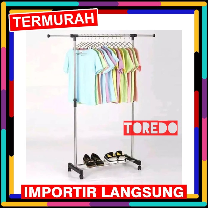 Jual Stand Hanger Pasang Alumunium Tertutup Tas Putih Single E J