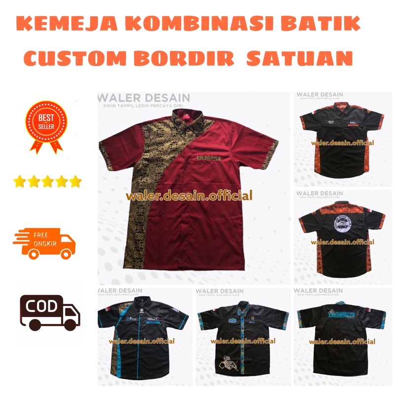 Jual KEMEJA PDL PDH SERAGAM Kombinasi Batik Custom BORDIR Satuan Tanpa