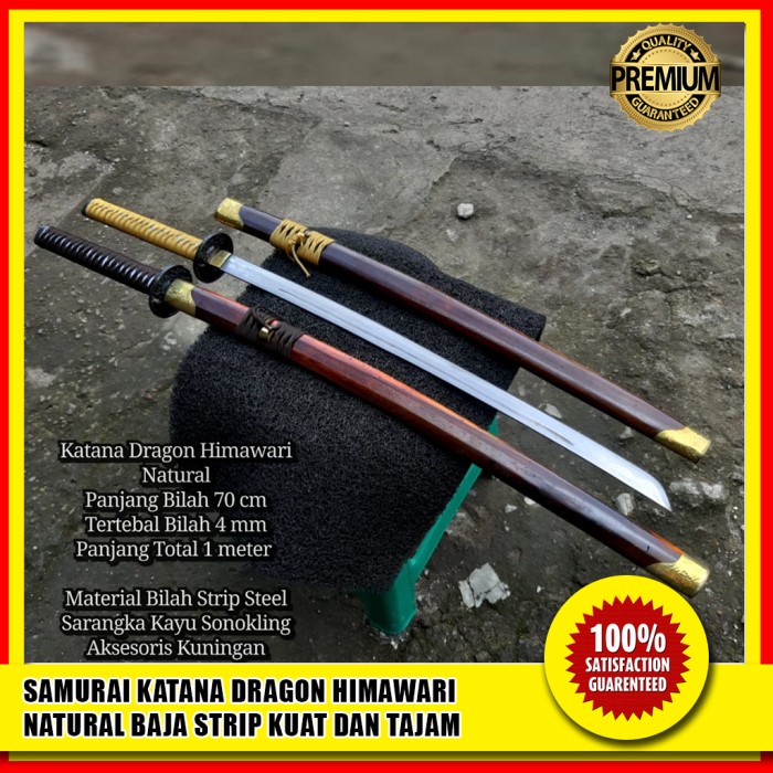 Jual SAMURAI KATANA DRAGON HIMAWARI NATURAL BAJA STRIP KUAT DAN TAJAM