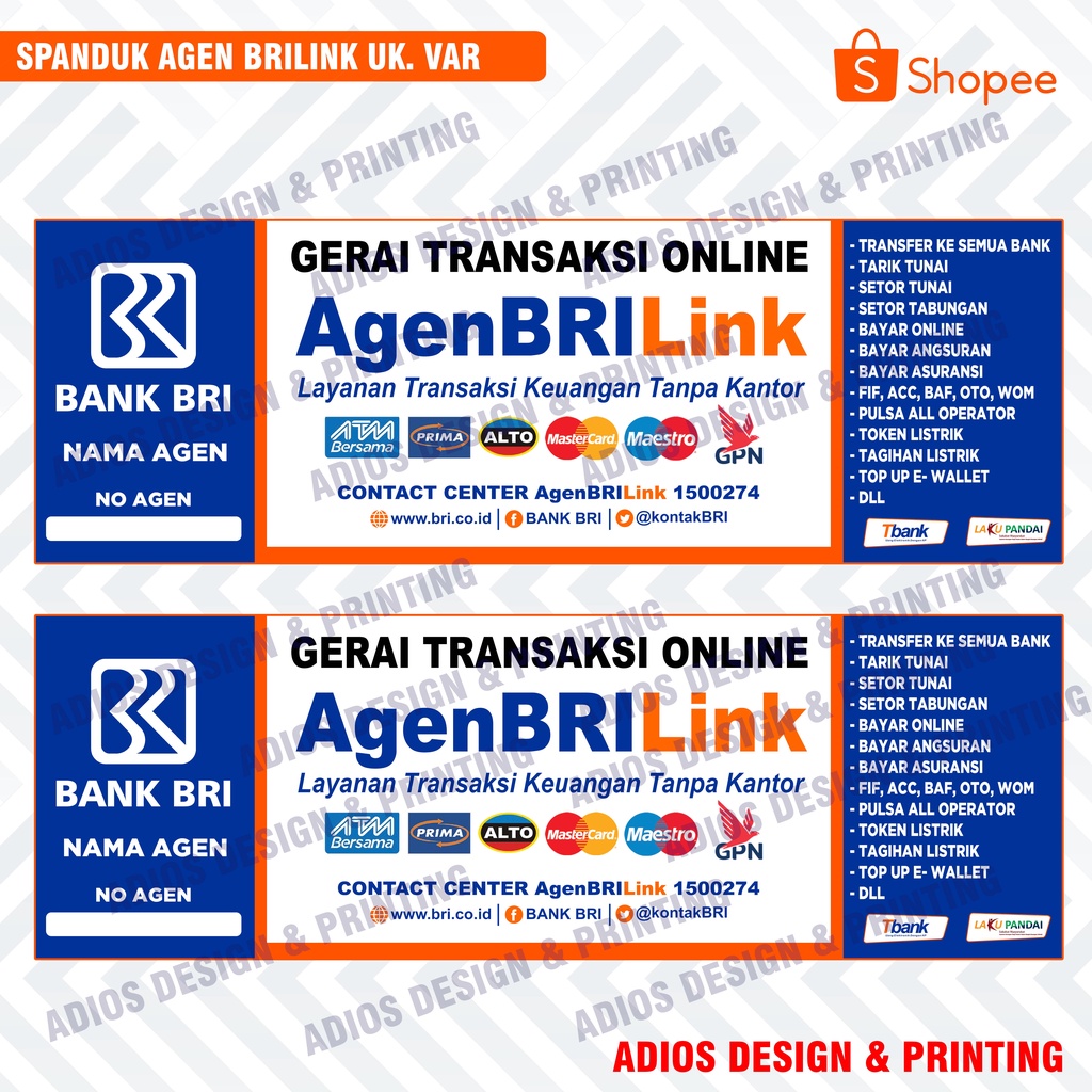 Jual Spanduk Banner Agen Brilink Bank BRI Shopee Indonesia