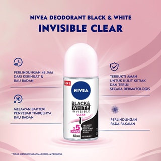 Jual NIVEA Personal Care Deodorant Invisible Black White Roll On 25