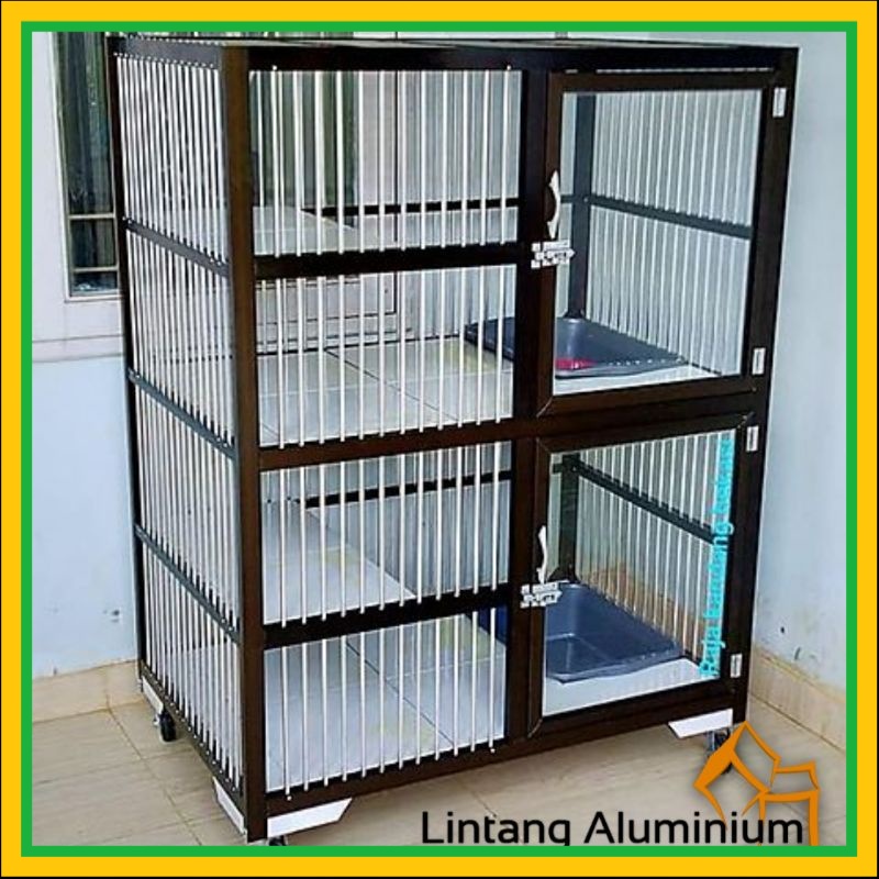 Jual Kandang Kucing Aluminium Minimalis Tingkat Kamar Pintu Kaca