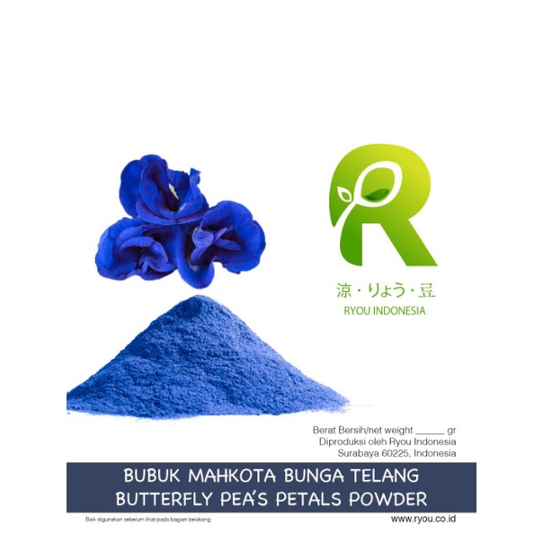 Jual Butterfly Pea Petal Powder Bubuk Mahkota Bunga Telang Pewarna Biru