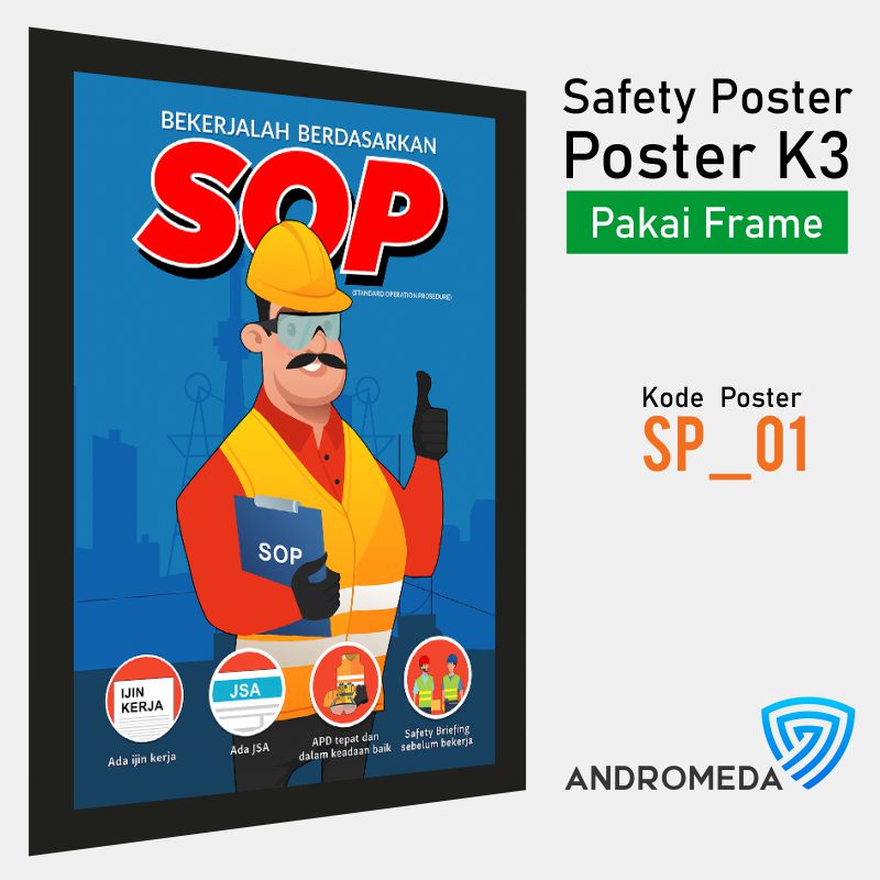 Jual Safety Poster K3 SOP Ijin Kerja Prosedur Work Permit Frame