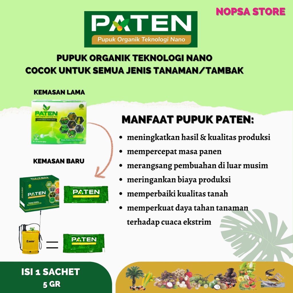 Jual PUPUK PATEN 1 Sachet Teknologi Nano Pupuk Organik Pupuk Sayur Buah