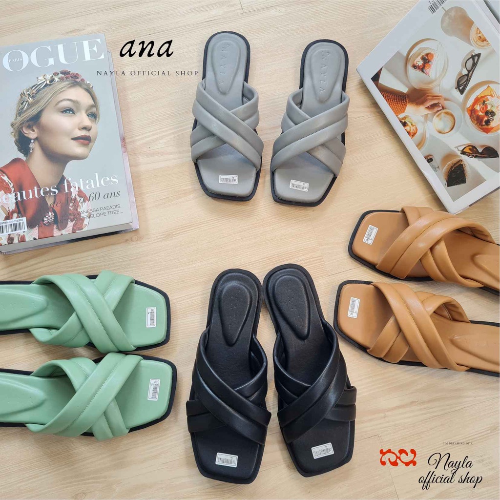 Jual Audrey Sendal Wanita Casual Sandal Selop Flat Teplek Ny Size