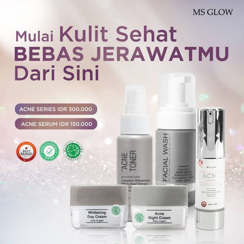 Jual RANGKAIAN ACNE SERIES MS GLOW 100 ORIGINAL Shopee Indonesia