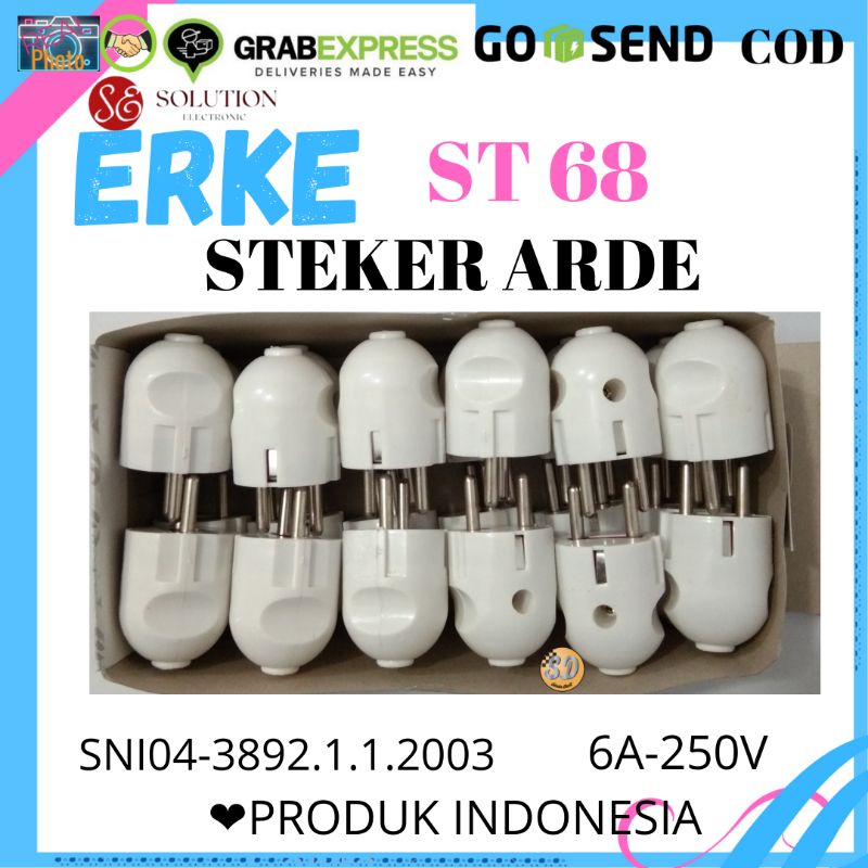 Jual Steker Arde Bulat ERKE ST 68 Colokan Listrik Arde Putih SNI