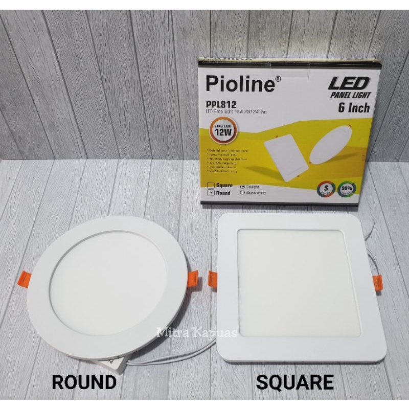 Jual Led Panel Light PIOLINE Daylight PUTIH Square N Round 9W 12W