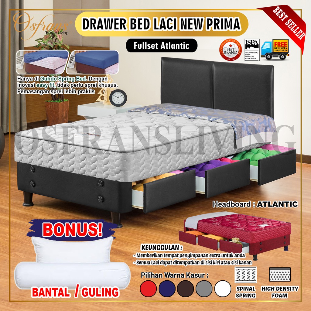 Jual Guhdo Spring Bed Laci New Prima Drawer Bed Hb Atlantic Full Set