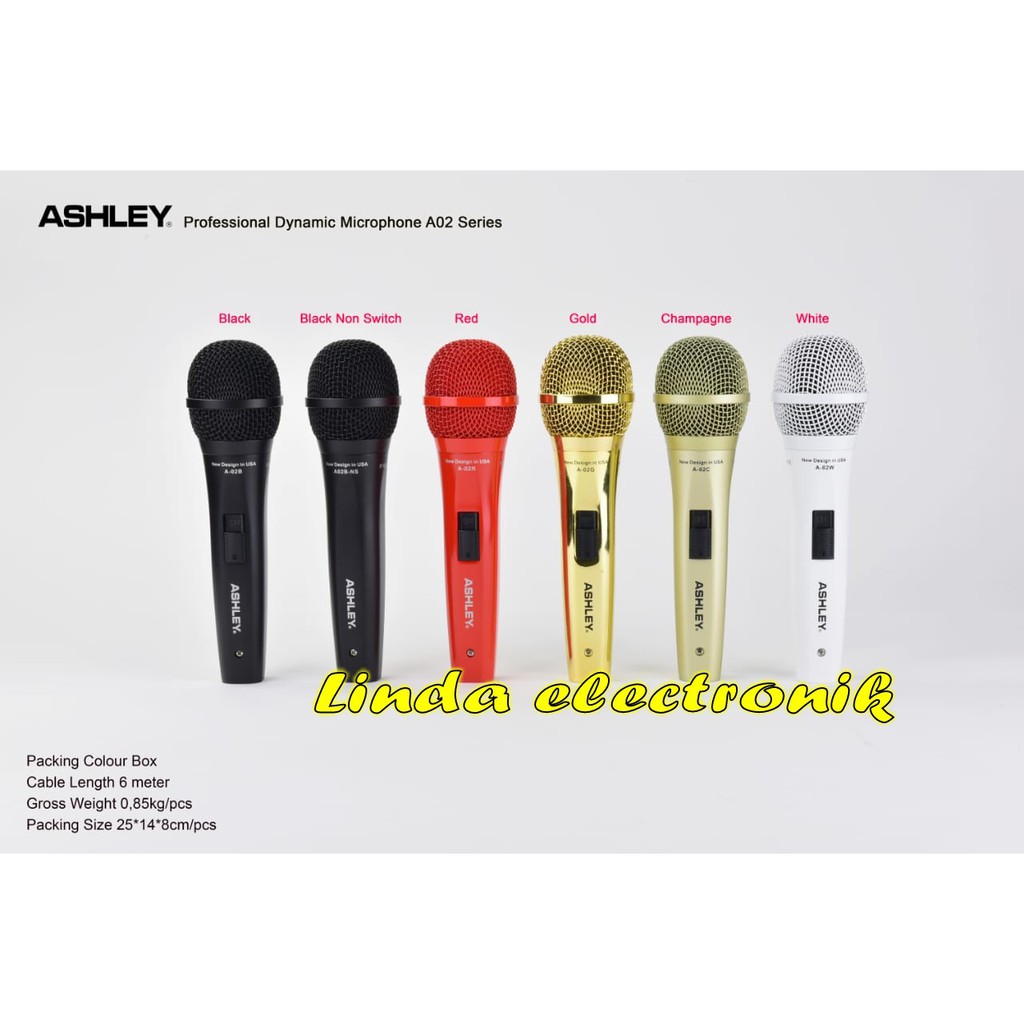 Jual Mic Kabel Ashley A02 Dynamic Microphone Ashley A 02 5pilihan Warna