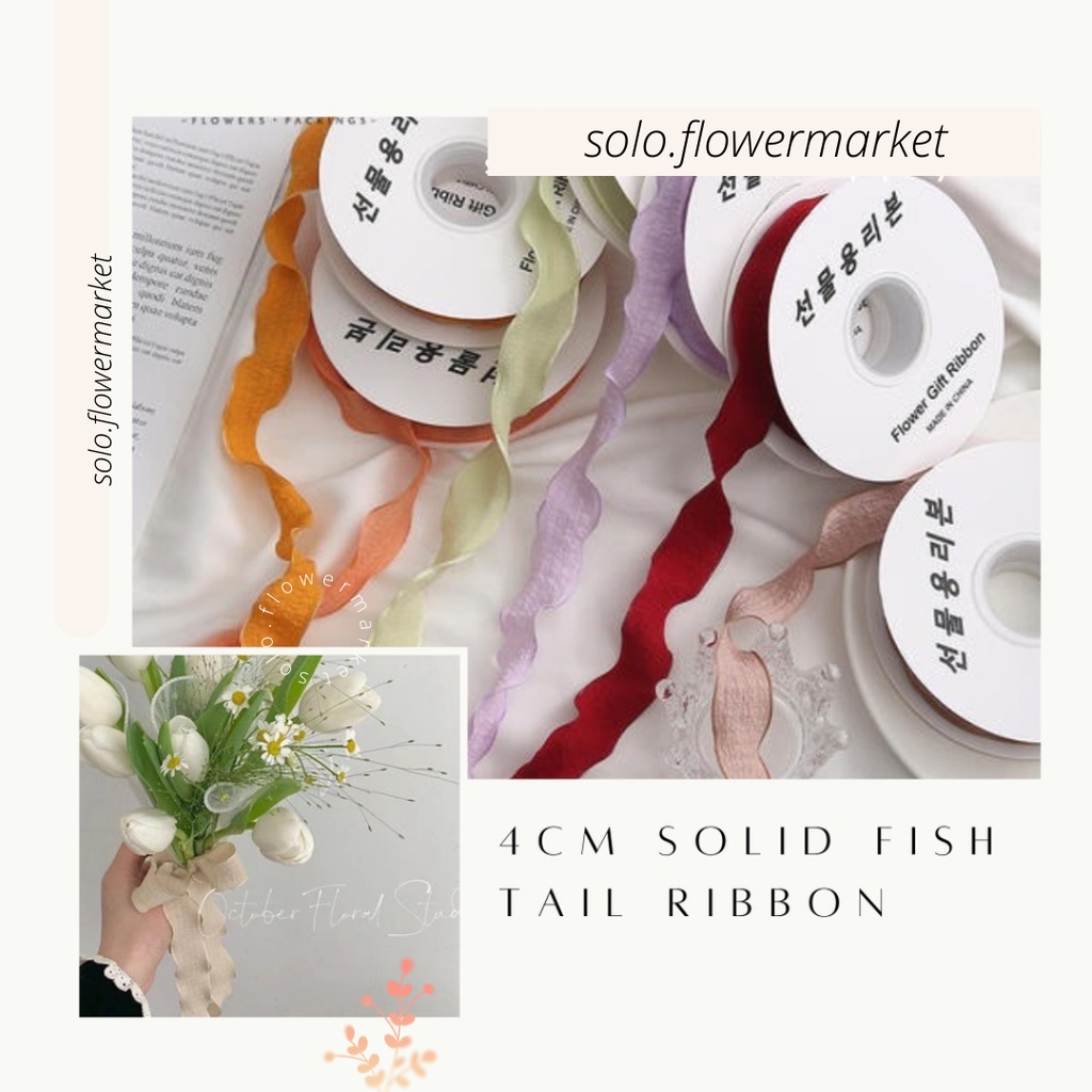 Jual Cm Pita Solid Fish Tail List Wave Korean Ribbon Organza Gauze