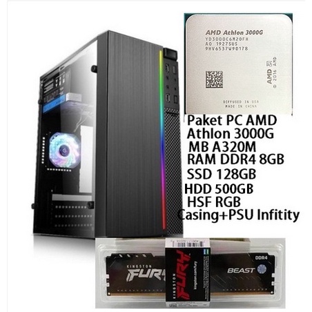 Jual Paket PC AMD Athlon 3000G DDR4 8GB SSD HDD Shopee Indonesia