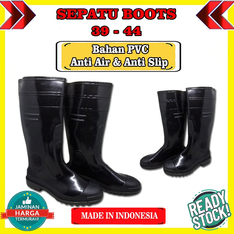 Jual Promo Sepatu Boot Karet Jeep Hitam Kerja Proyek Anti Air Bahan Pvc