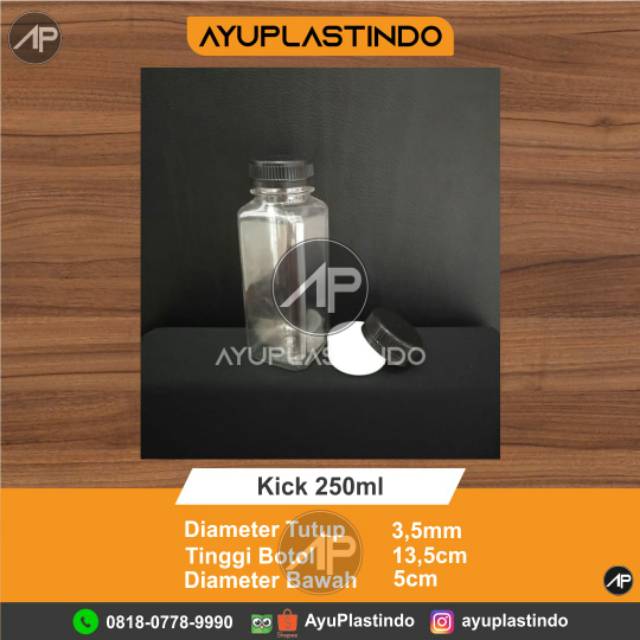 Jual Botol Kick 250 Ml Kotak Tebal Food Grade Botol Kale Kotak 250