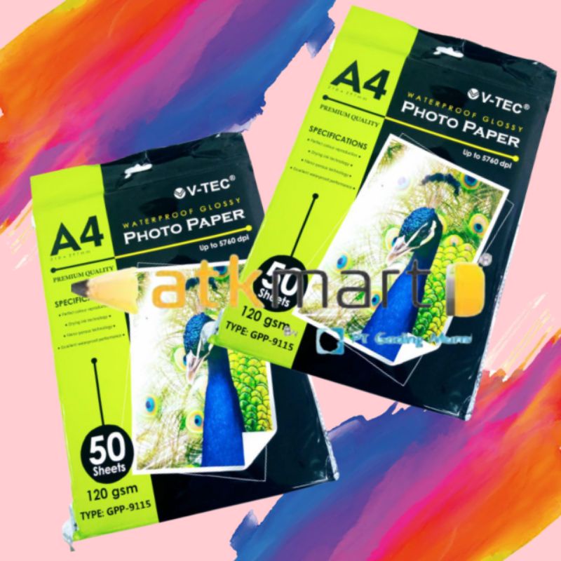 Jual PHOTOPAPER KERTAS PHOTO V TEC GLOSSY PAPER 9115 TYPE GPP 9115