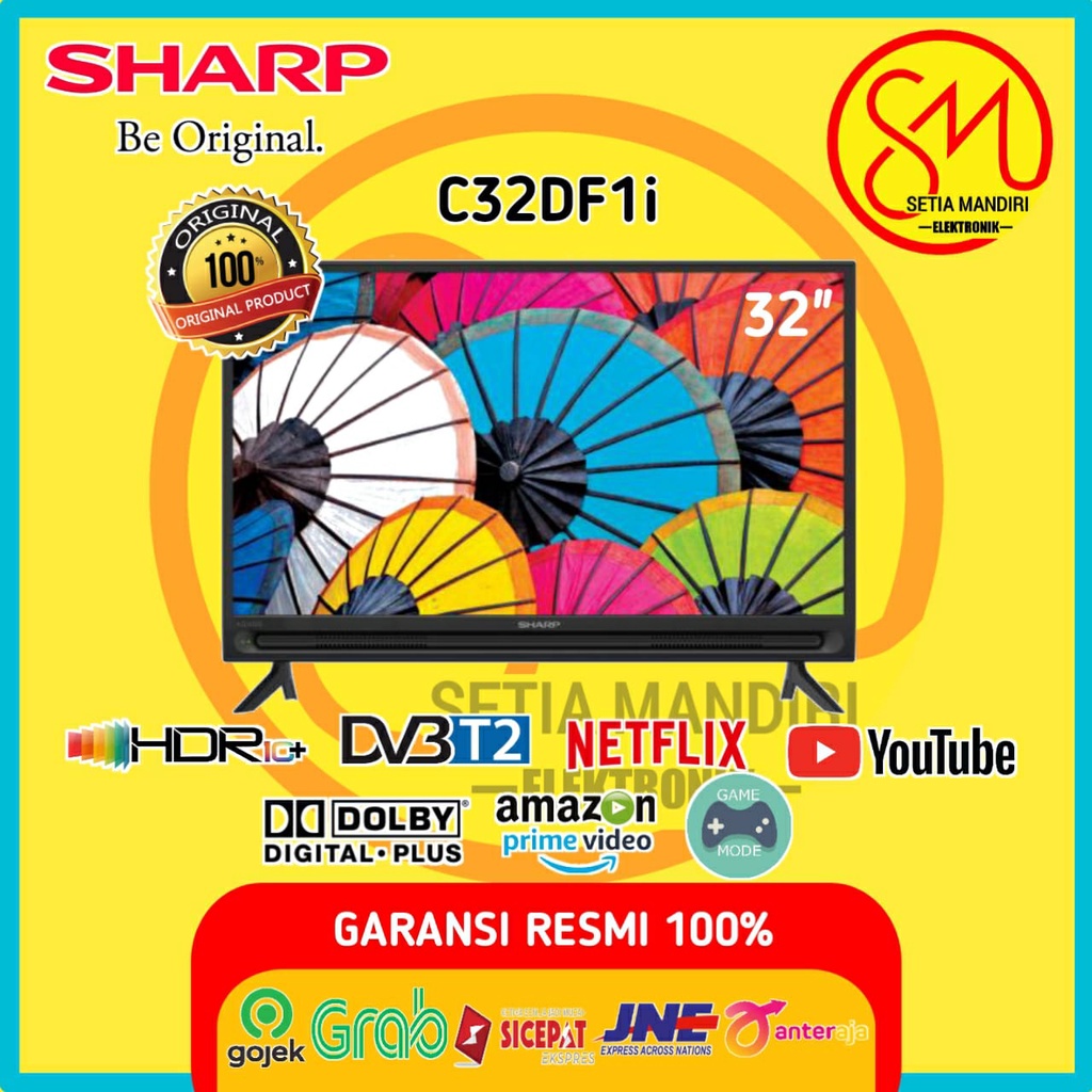 Jual SHARP C32DF1i Smart TV LED 32 Inch HD 2K HDR Digital DVB T2 2T