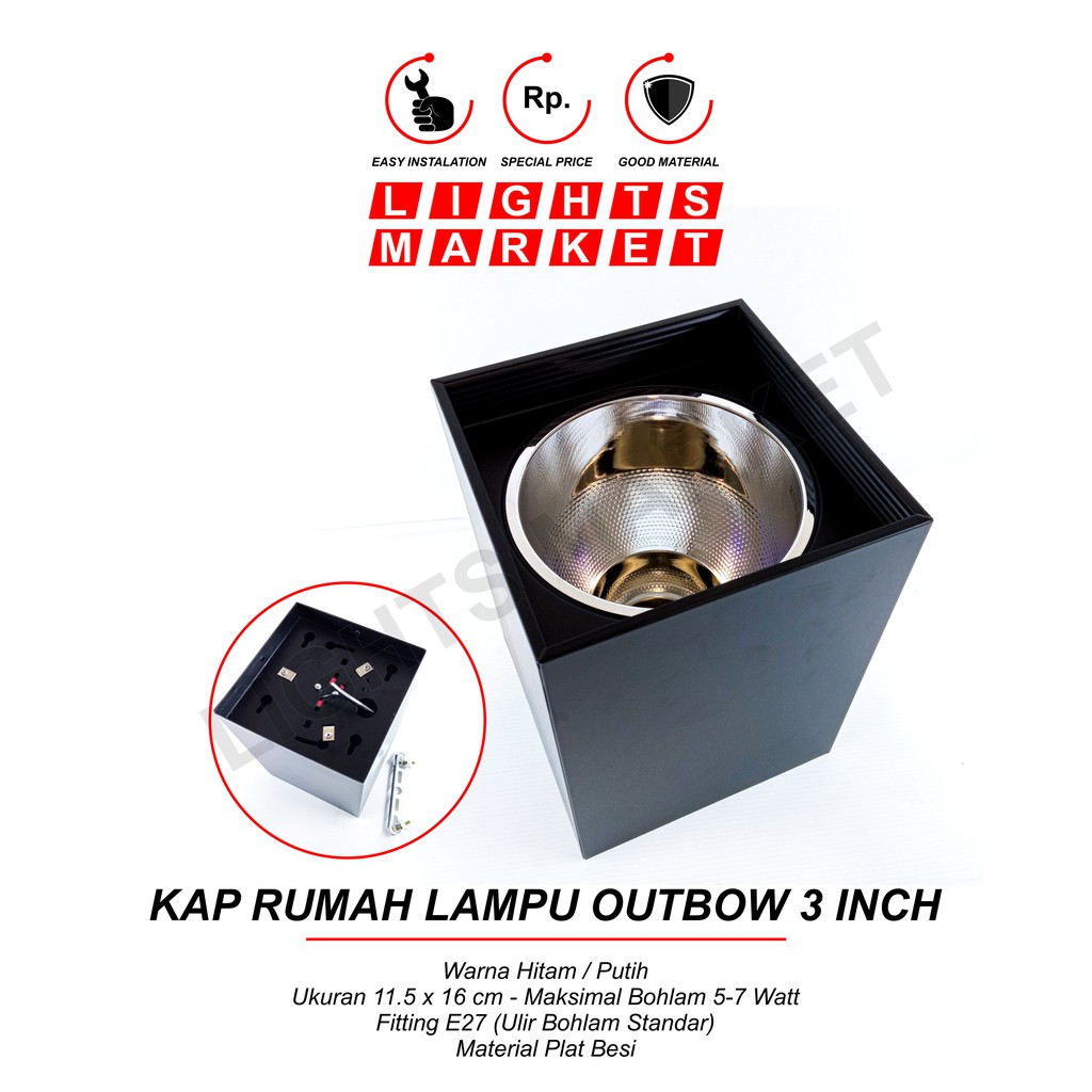 Jual Lampu Plafon Downlight Outbow Tempel 3 5 Inch 3 5 Inch Kotak