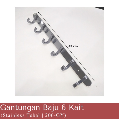 Jual Kapstok Gantungan Baju Stainless Tebal Subron Kapstok 6 Kait