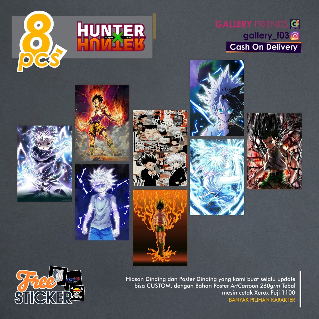 Jual 8PCS Poster Dingding Anime Hunter X Hunter Gon Freecss X Killua