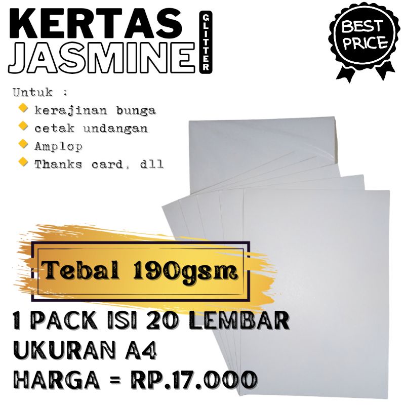 Jual Kertas Jasmine 1 Pack Isi 20 Lembar 190gsm Shopee Indonesia