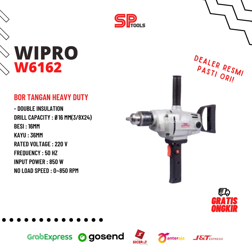 Jual MESIN BOR TANGAN BESI KAYU 16MM 16 MM HEAVY DUTY WIPRO W6162 W