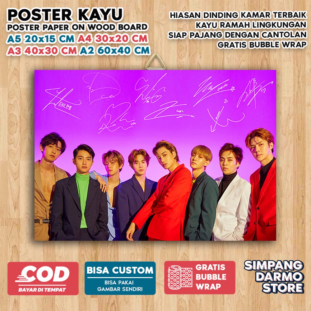 Jual Poster Kayu Exo Kpop Aesthetic Suho Baekhyun Chanyeol D O Kai