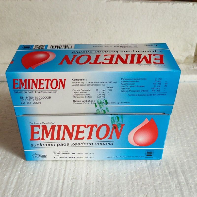 Jual EMINETON SUPLEMEN UNTUK ANEMIA HARGA PER DUS ISI 10 STRIP