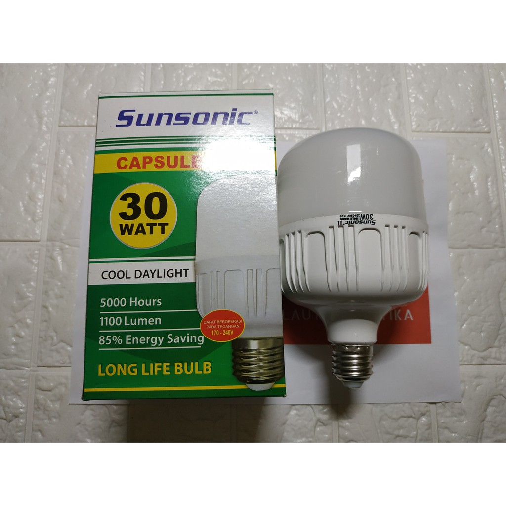 Jual LAMPU LED SUNSONIC 30 WATT PUTIH LAMP BOHLAM HEMAT ENERGI