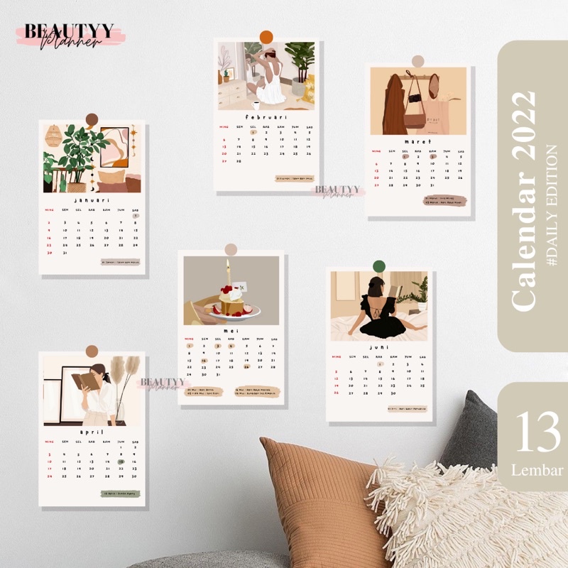 Jual BEAUTY PLANNER CALENDAR DINDING AESTHETIC 2022 DAILY EDITION