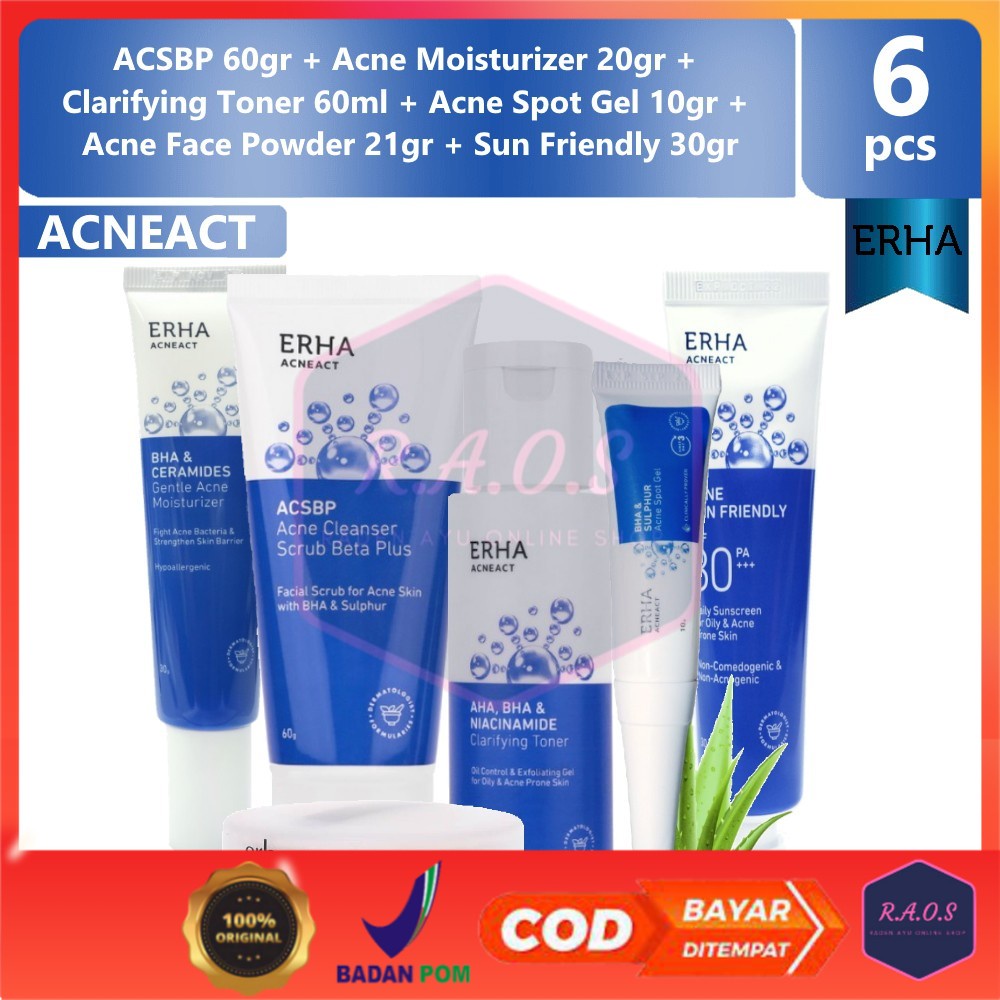 Jual ERHA AcneAct Paket 6 ACSBP Gentle Moisturizer Toner Spot Gel